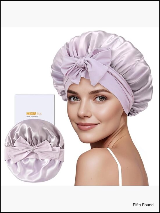 100% Mulberry Silk Double Layer Hair Bonnet with Tie Band main image 6